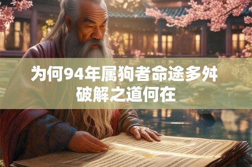 为何94年属狗者命途多舛 破解之道何在
