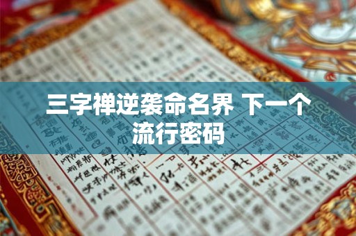 三字禅逆袭命名界 下一个流行密码