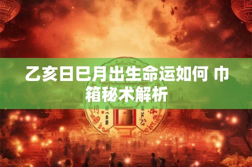乙亥日巳月出生命运如何 巾箱秘术解析