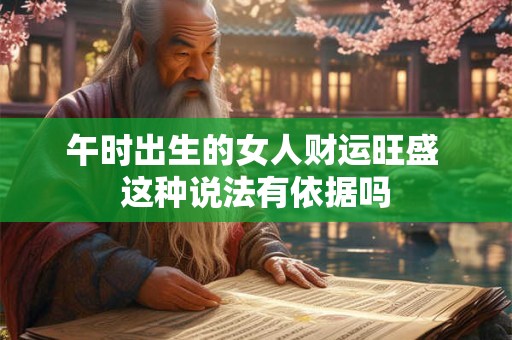 午时出生的女人财运旺盛 这种说法有依据吗