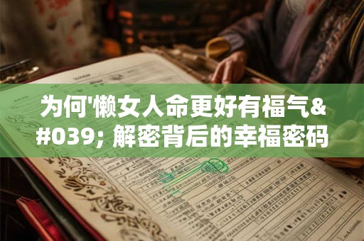 为何'懒女人命更好有福气' 解密背后的幸福密码