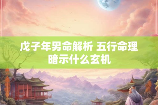 戊子年男命解析 五行命理暗示什么玄机