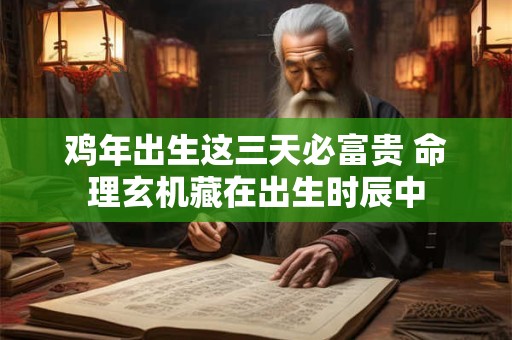 鸡年出生这三天必富贵 命理玄机藏在出生时辰中