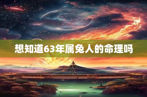 想知道63年属兔人的命理吗