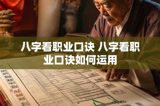 八字看职业口诀 八字看职业口诀如何运用