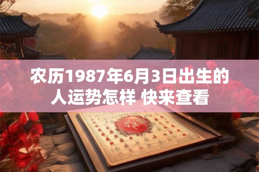农历1987年6月3日出生的人运势怎样 快来查看