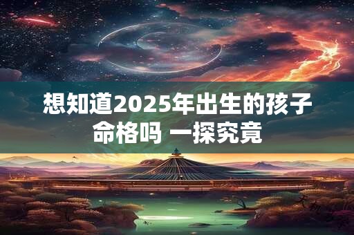 想知道2025年出生的孩子命格吗 一探究竟