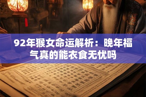 92年猴女命运解析：晚年福气真的能衣食无忧吗
