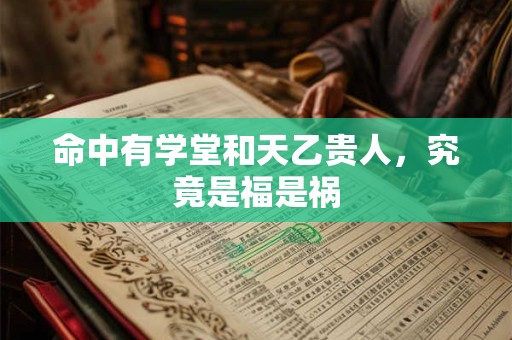 命中有学堂和天乙贵人，究竟是福是祸