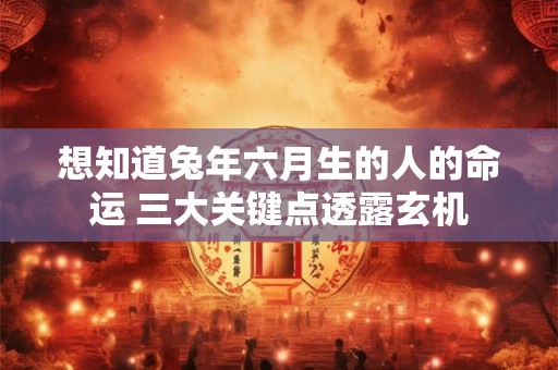 想知道兔年六月生的人的命运 三大关键点透露玄机 想知道兔年六月生的人的命运 三大关键点透露玄机