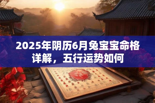 2025年阴历6月兔宝宝命格详解，五行运势如何
