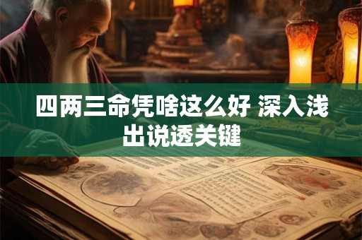 四两三命凭啥这么好 深入浅出说透关键 四两三命凭啥这么好 深入浅出说透关键