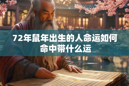 72年鼠年出生的人命运如何 命中带什么运