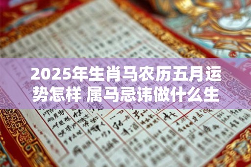 2026年生肖马农历五月运势怎样 属马忌讳做什么生意 2026年生肖马农历五月运势怎样 属马忌讳做什么生意