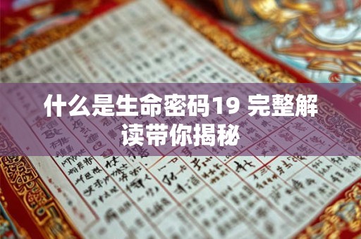 什么是生命密码19 完整解读带你揭秘