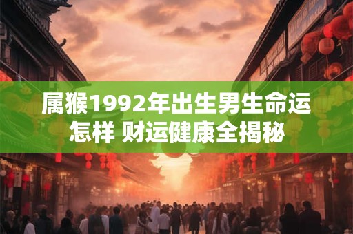 属猴1992年出生男生命运怎样 财运健康全揭秘