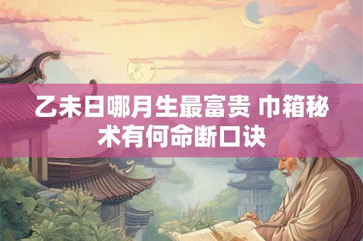 乙未日哪月生最富贵 巾箱秘术有何命断口诀