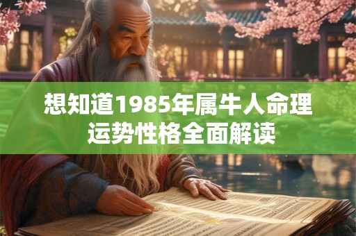 想知道1985年属牛人命理 运势性格全面解读