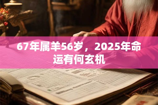 67年属羊56岁，2025年命运有何玄机