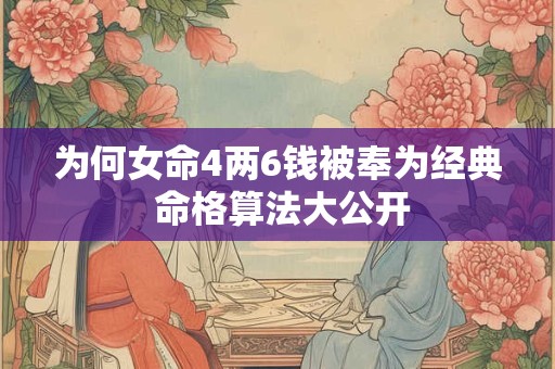为何女命4两6钱被奉为经典 命格算法大公开