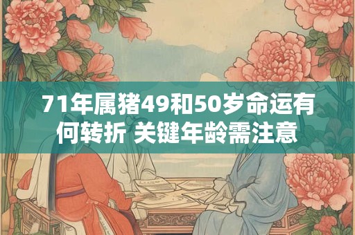 71年属猪49和50岁命运有何转折 关键年龄需注意