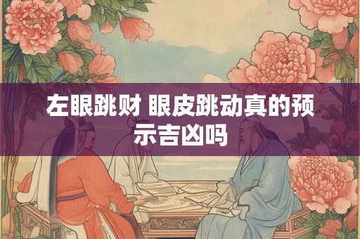 左眼跳财 眼皮跳动真的预示吉凶吗