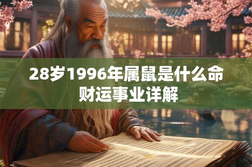 28岁1996年属鼠是什么命 财运事业详解
