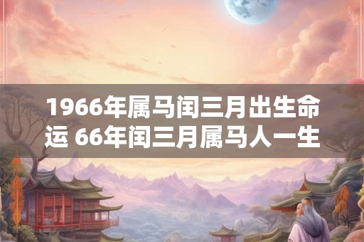 1966年属马闰三月出生命运 66年闰三月属马人一生运势