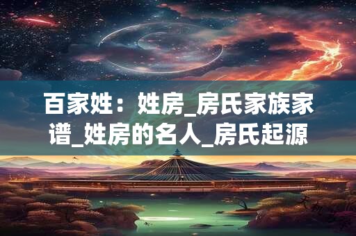 百家姓：姓房_房氏家族家谱_姓房的名人_房氏起源