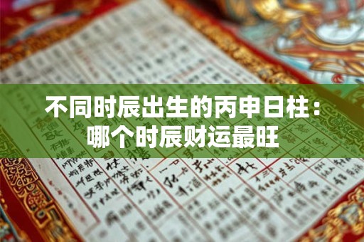 不同时辰出生的丙申日柱：哪个时辰财运最旺