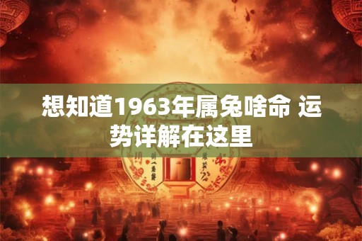想知道1963年属兔啥命 运势详解在这里
