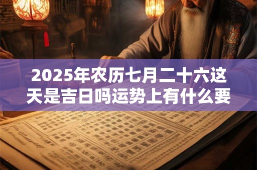2026年农历七月二十六这天是吉日吗运势上有什么要点