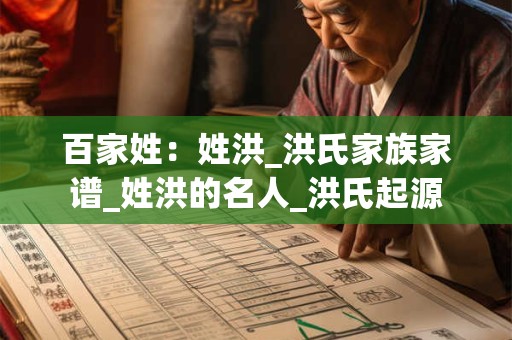 百家姓：姓洪_洪氏家族家谱_姓洪的名人_洪氏起源