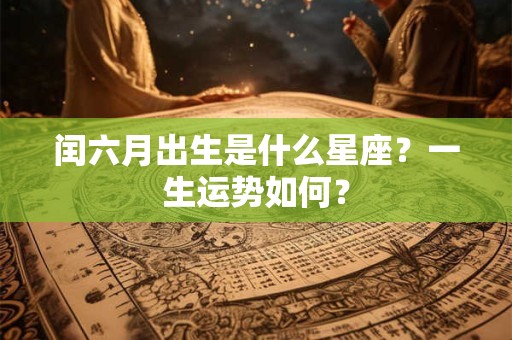 闰六月出生是什么星座？一生运势如何？