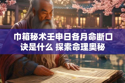 巾箱秘术壬申日各月命断口诀是什么 探索命理奥秘