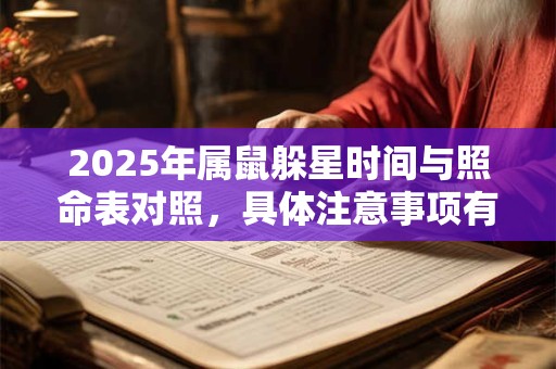 2025年属鼠躲星时间与照命表对照，具体注意事项有哪些