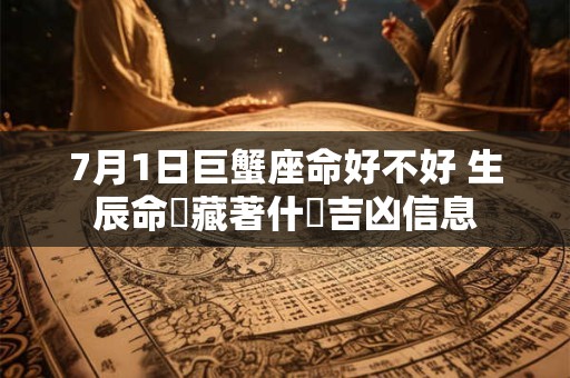 7月1日巨蟹座命好不好 生辰命盤藏著什麼吉凶信息
