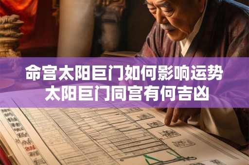 命宫太阳巨门如何影响运势 太阳巨门同宫有何吉凶