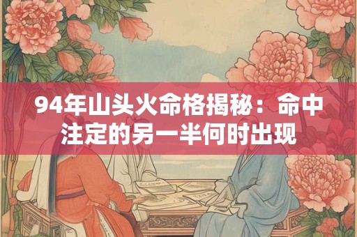 94年山头火命格揭秘:命中注定的另一半何时出现 94年山头火命格揭秘:命中注定的另一半何时出现