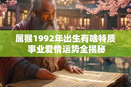 属猴1992年出生有啥特质 事业爱情运势全揭秘