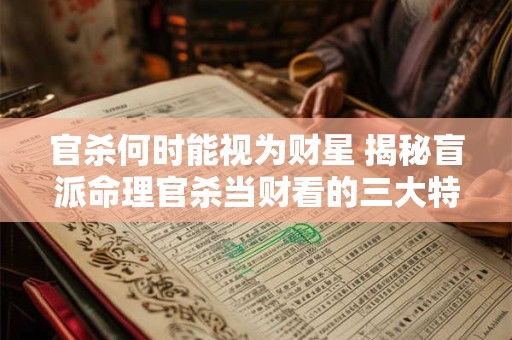 官杀何时能视为财星 揭秘盲派命理官杀当财看的三大特殊情形