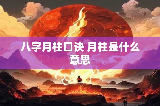 八字月柱口诀 月柱是什么意思
