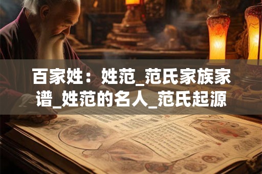 百家姓：姓范_范氏家族家谱_姓范的名人_范氏起源