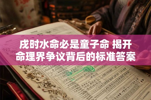 戌时水命必是童子命 揭开命理界争议背后的标准答案