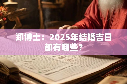 郑博士：2025年结婚吉日都有哪些？