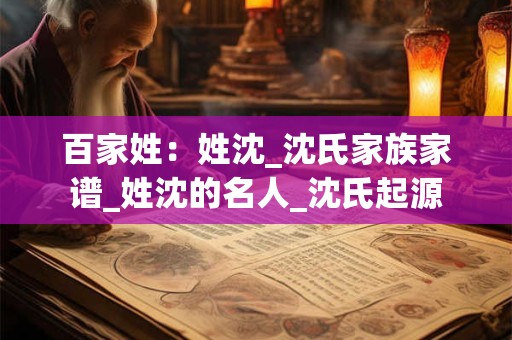 百家姓:姓沈_沈氏家族家谱_姓沈的名人_沈氏起源 百家姓:姓沈_沈氏家族家谱_姓沈的名人_沈氏起源