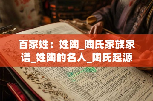 百家姓：姓陶_陶氏家族家谱_姓陶的名人_陶氏起源