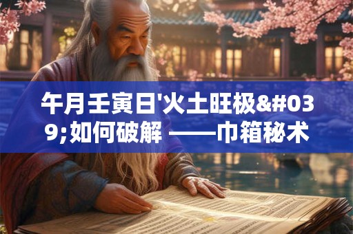 午月壬寅日'火土旺极'如何破解 ——巾箱秘术的警示