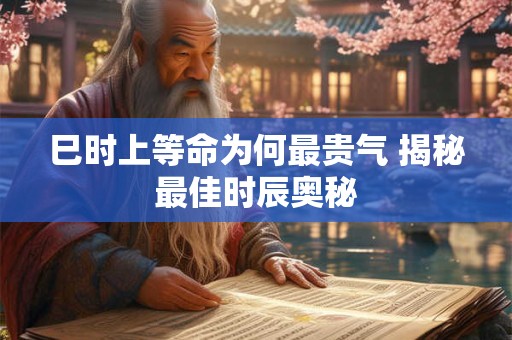 巳时上等命为何最贵气 揭秘最佳时辰奥秘
