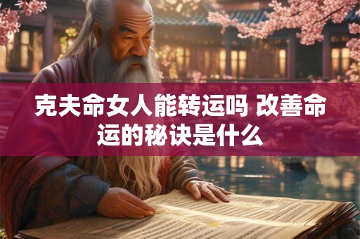 克夫命女人能转运吗 改善命运的秘诀是什么